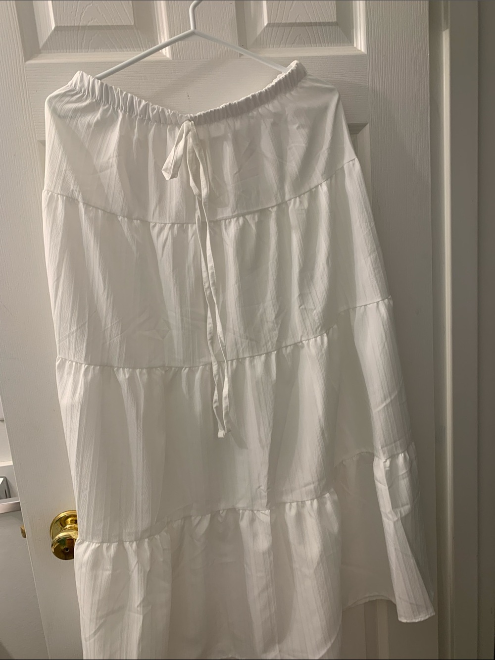 White Tiered Tie-Waist A-Line Skirt - Women's